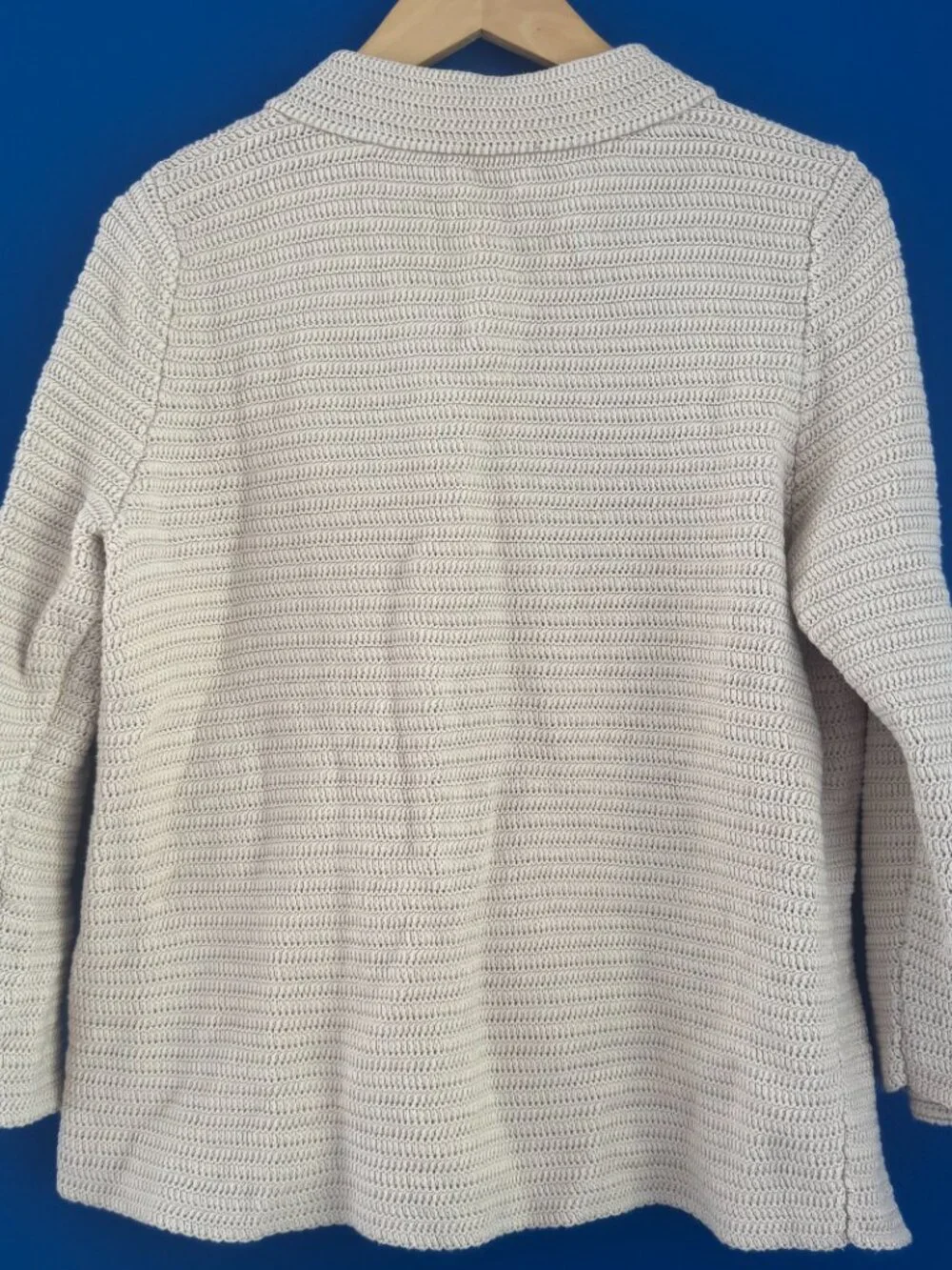 Talbots Oatmeal Cotton Blend Costal Nautical Knit 4-Button Cardigan - Large